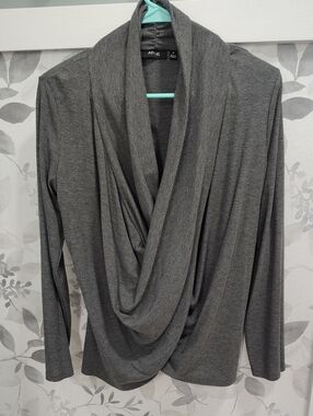 Apt. 9 Gray Draped Waterfall Cardigan